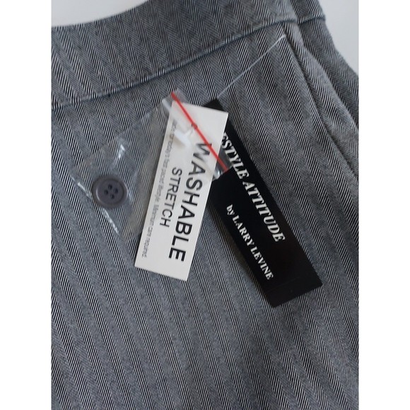 NWT Ladies Larry Levine Gray Herringbone Washable Stretch Dress Pants Size 16 - Picture 3 of 8